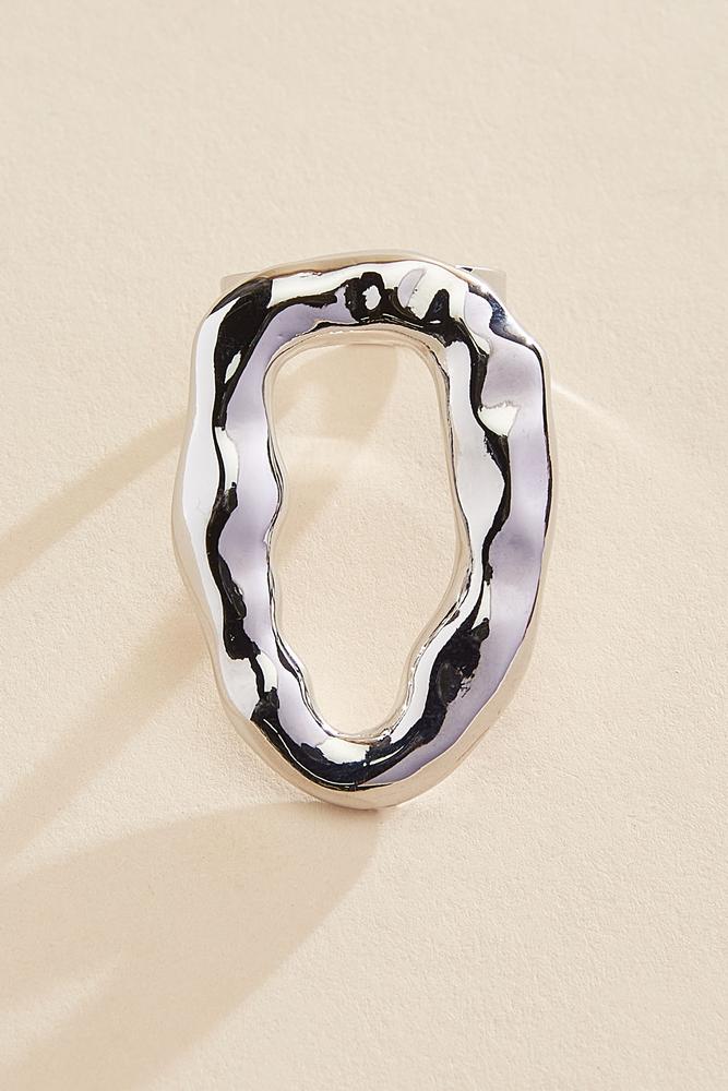 Versona hammered silver oval ring SILVER