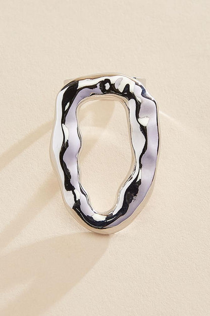 Versona hammered silver oval ring SILVER