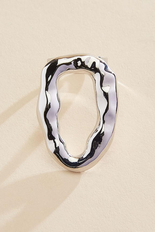 Versona hammered silver oval ring SILVER
