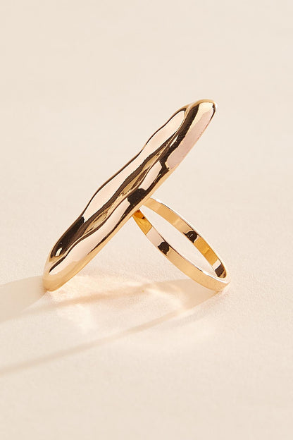 Versona hammered gold oval ring GOLD