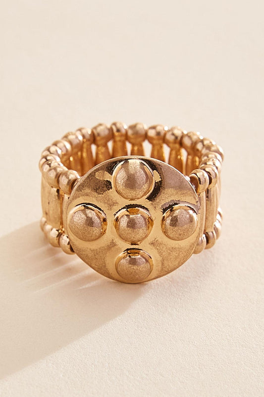 Versona gold cross texture stretch ring GOLD
