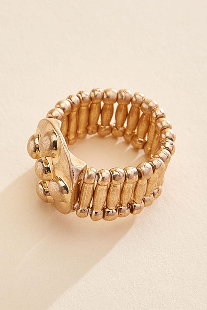 Versona gold cross texture stretch ring GOLD