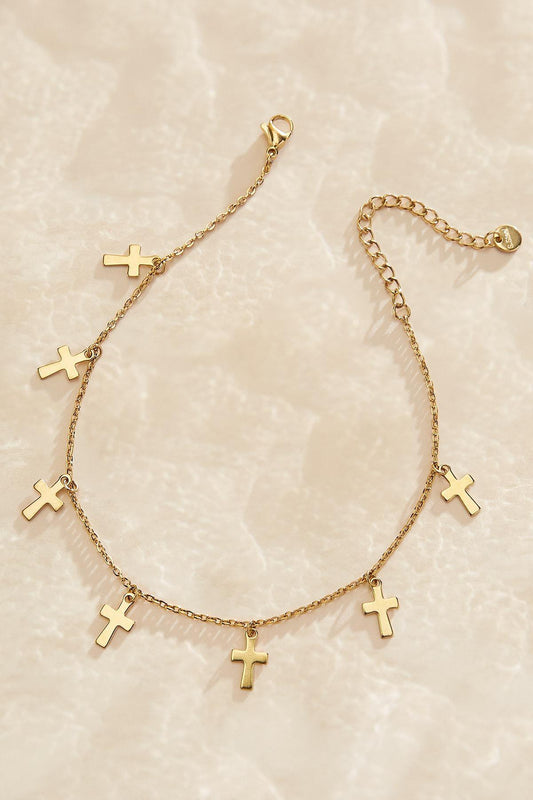 Versona waterproof cross icon anklet GOLD
