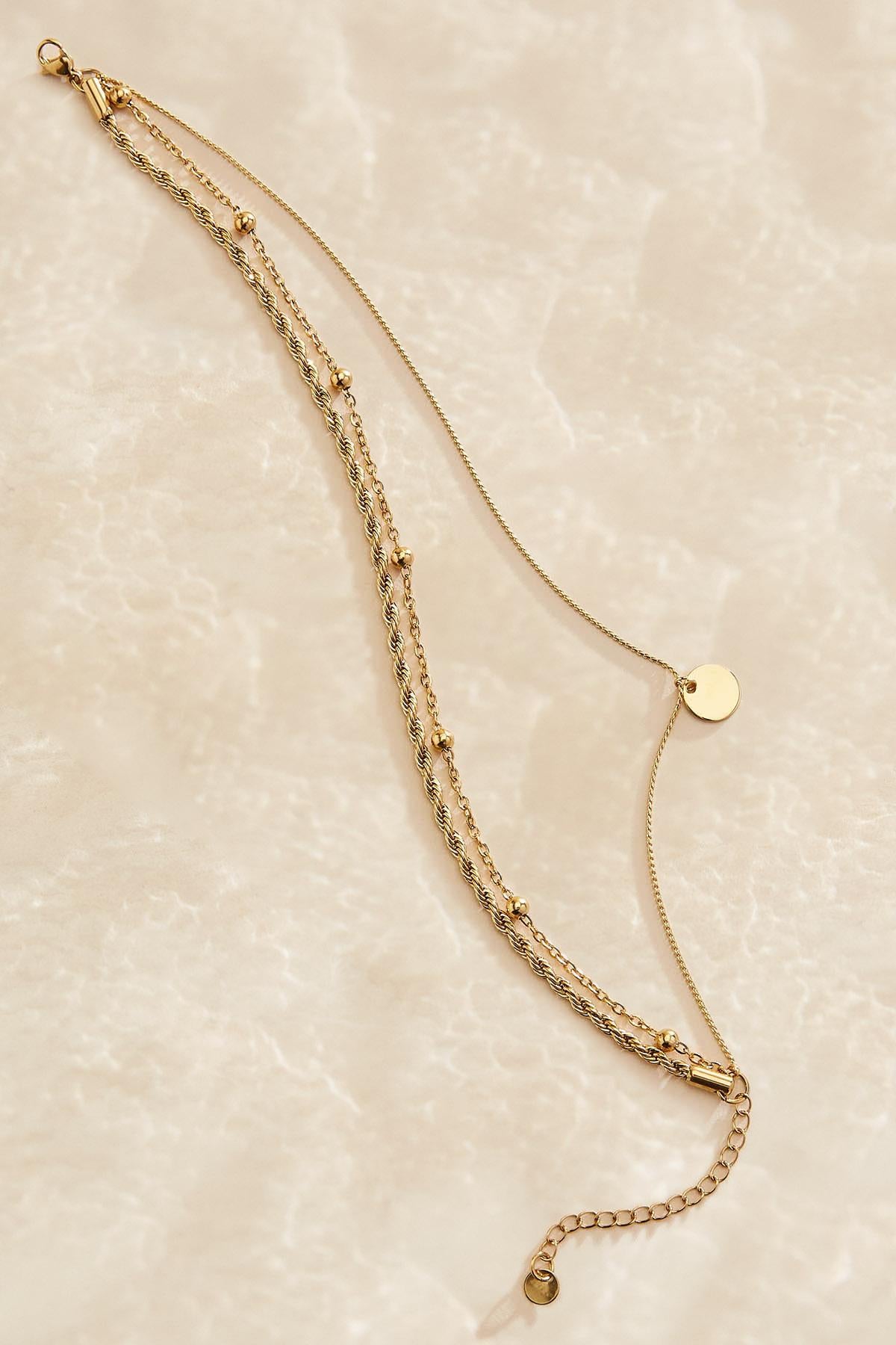 Versona waterproof layered ball chain anklet GOLD