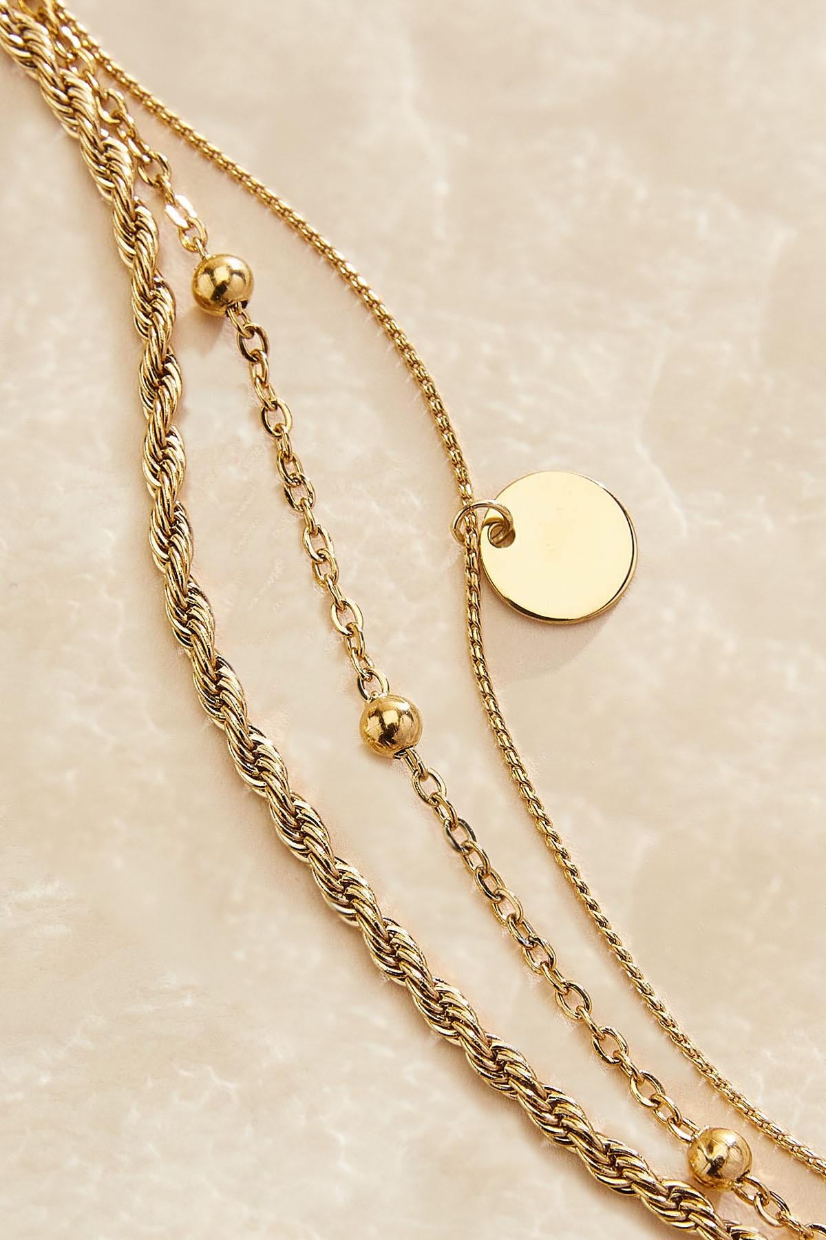 Versona waterproof layered ball chain anklet GOLD