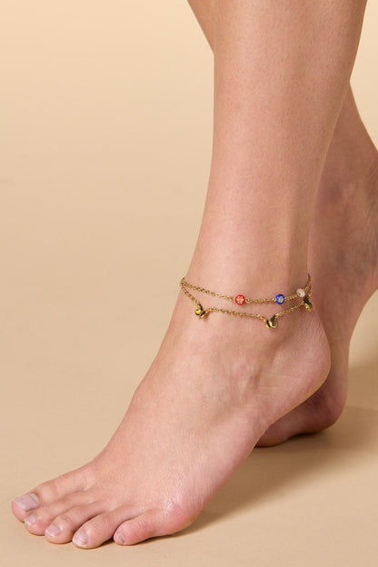 Versona waterproof butterfly floral anklet GOLD