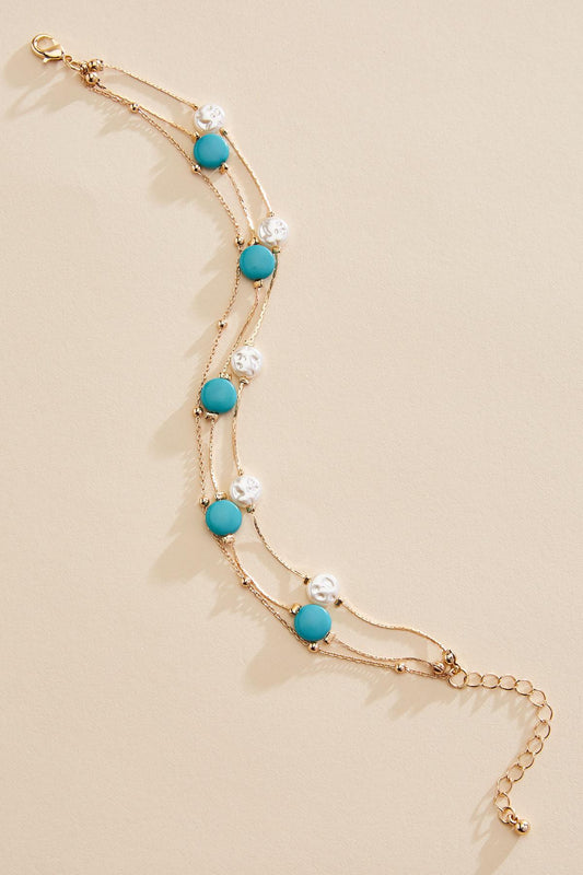 Versona waterproof pearl turquoise illusion anklet RIO_TURQ
