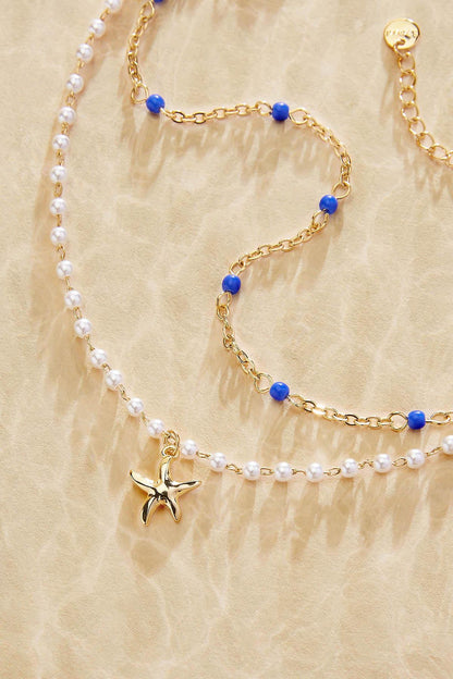 Versona waterproof layered starfish anklet GOLD
