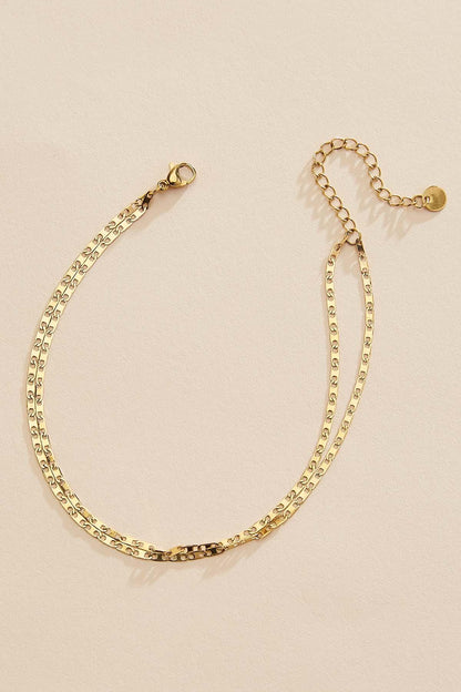 Versona waterproof flat layered chain anklet GOLD
