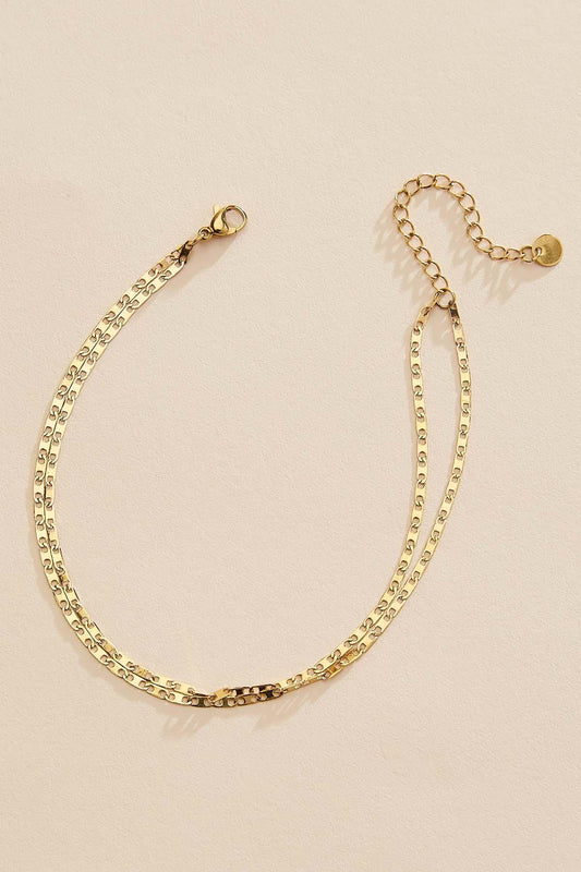Versona waterproof flat layered chain anklet GOLD