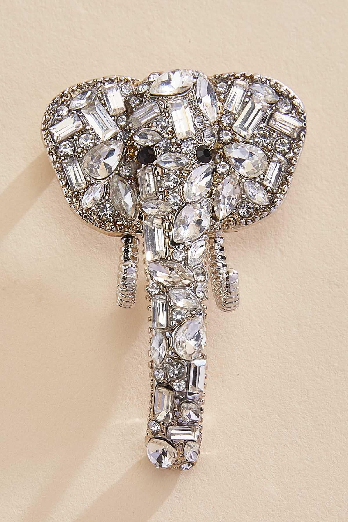 Versona embellished elephant brooch SILVER
