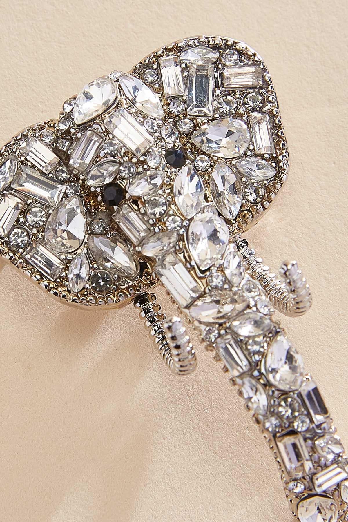 Versona embellished elephant brooch SILVER