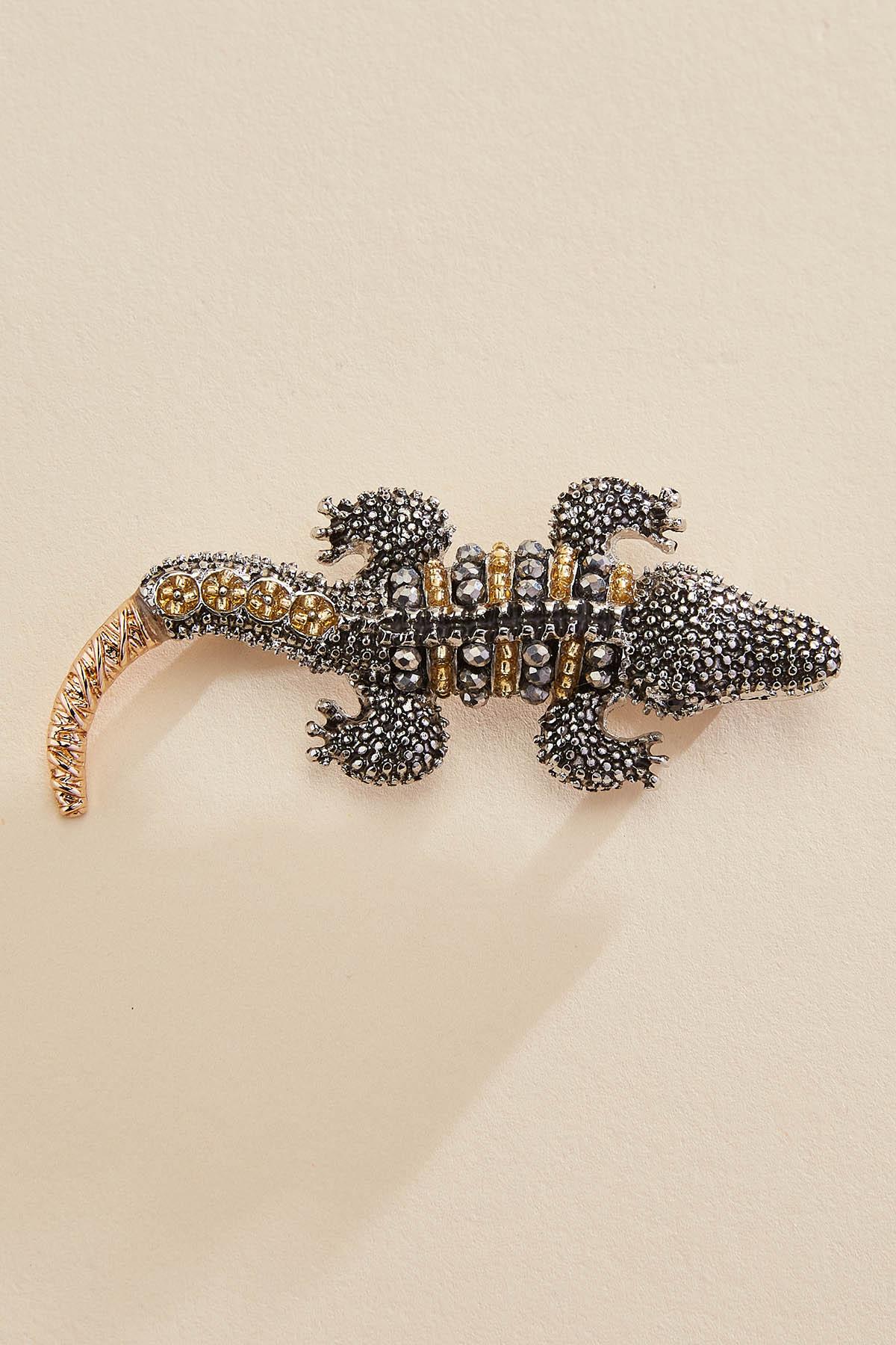 Versona two tone embellished gator brooch TWO_TONE