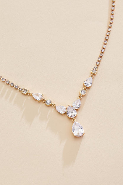 Versona cubic zirconia tear stone necklace set GOLD