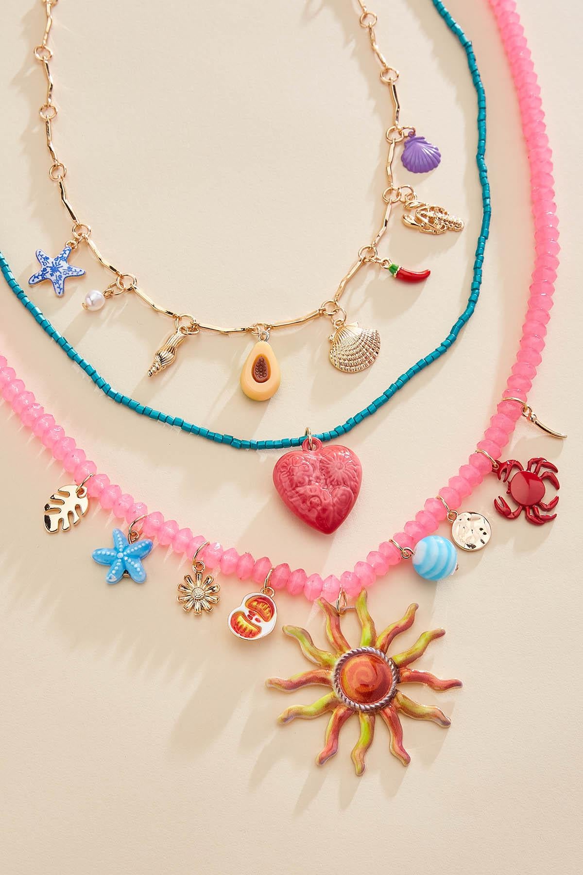 Versona multi bead layered summer charm necklace MULTI_SPRING