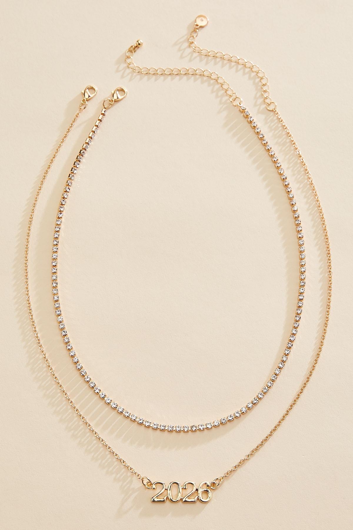 Versona 2026 grad gold rhinestone necklace layering set GOLD