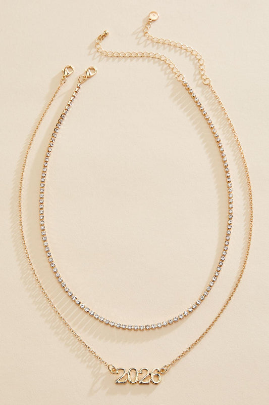 Versona 2026 grad gold rhinestone necklace layering set GOLD