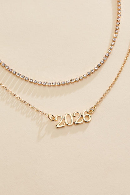 Versona 2026 grad gold rhinestone necklace layering set GOLD
