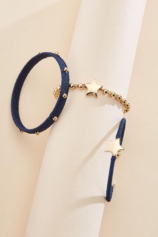 Versona thread wrapped star icon bracelet stack set RICH_BLUE