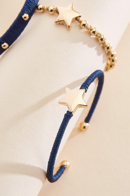 Versona thread wrapped star icon bracelet stack set RICH_BLUE