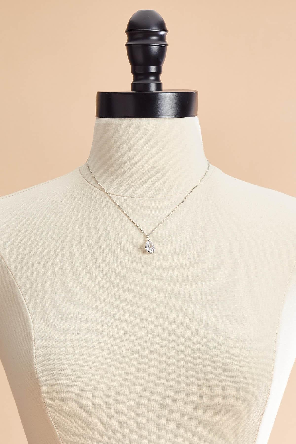 Versona pronged tear silver necklace set SILVER