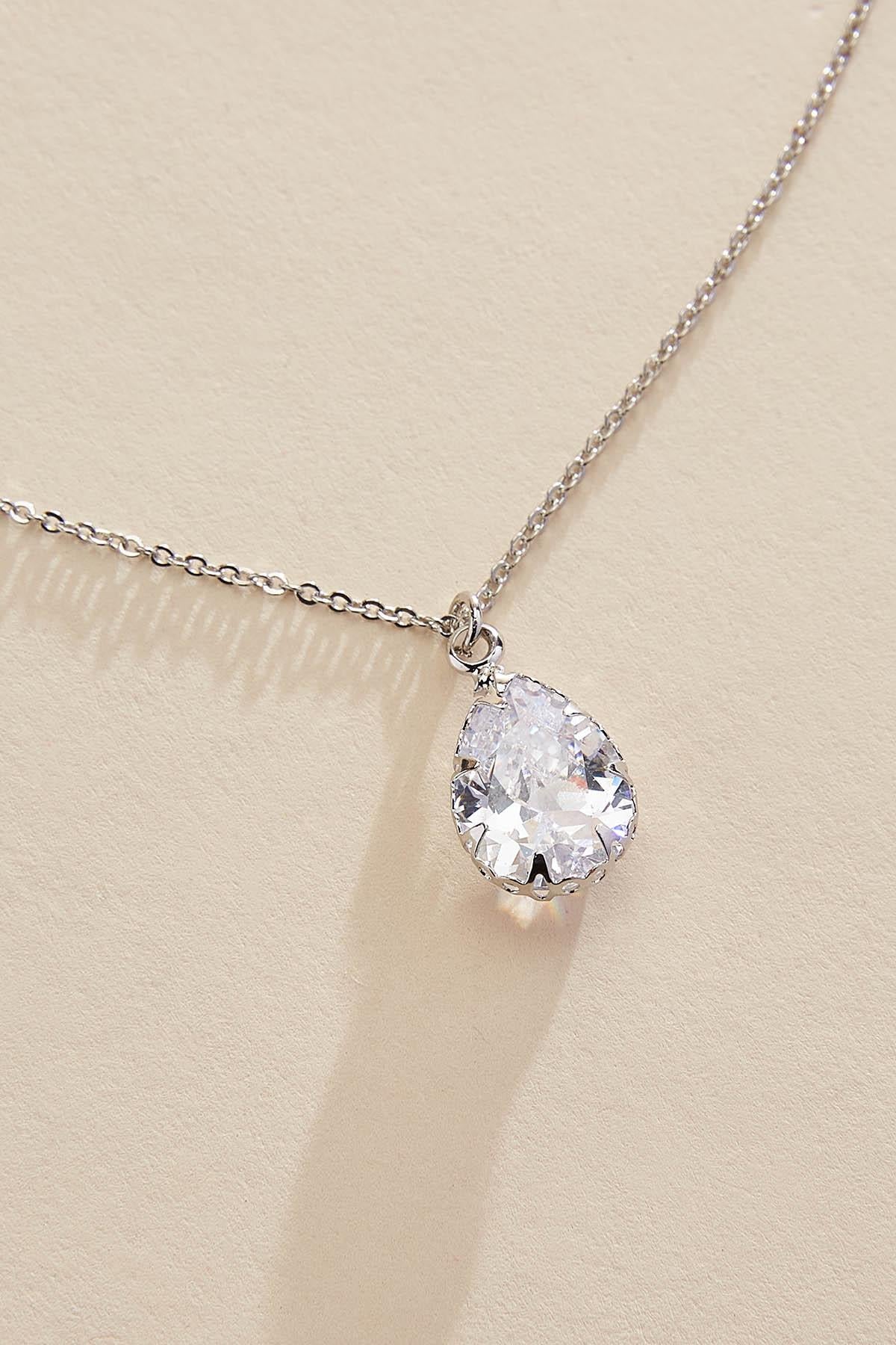 Versona pronged tear silver necklace set SILVER