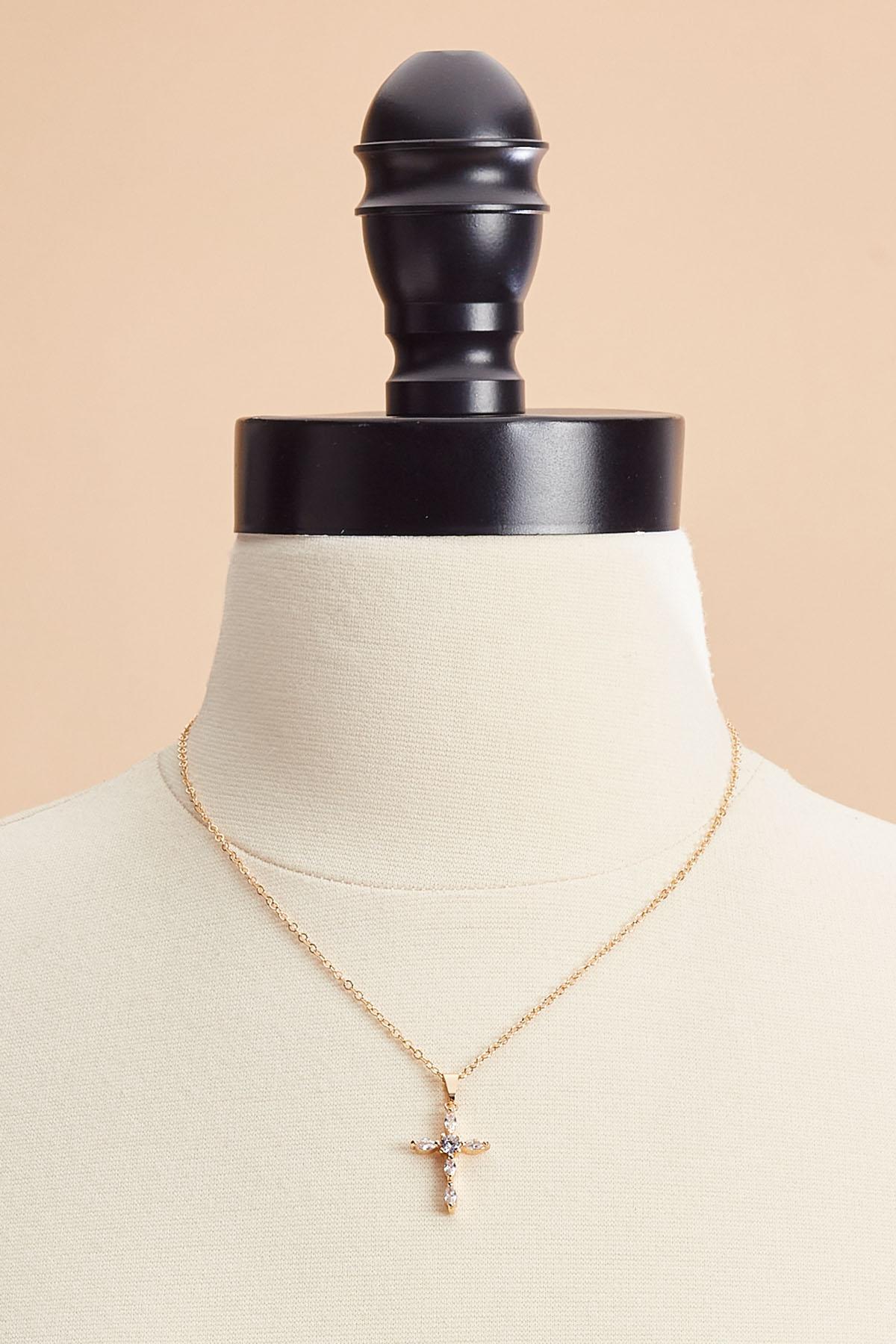 Versona marquise stone cross necklace set GOLD