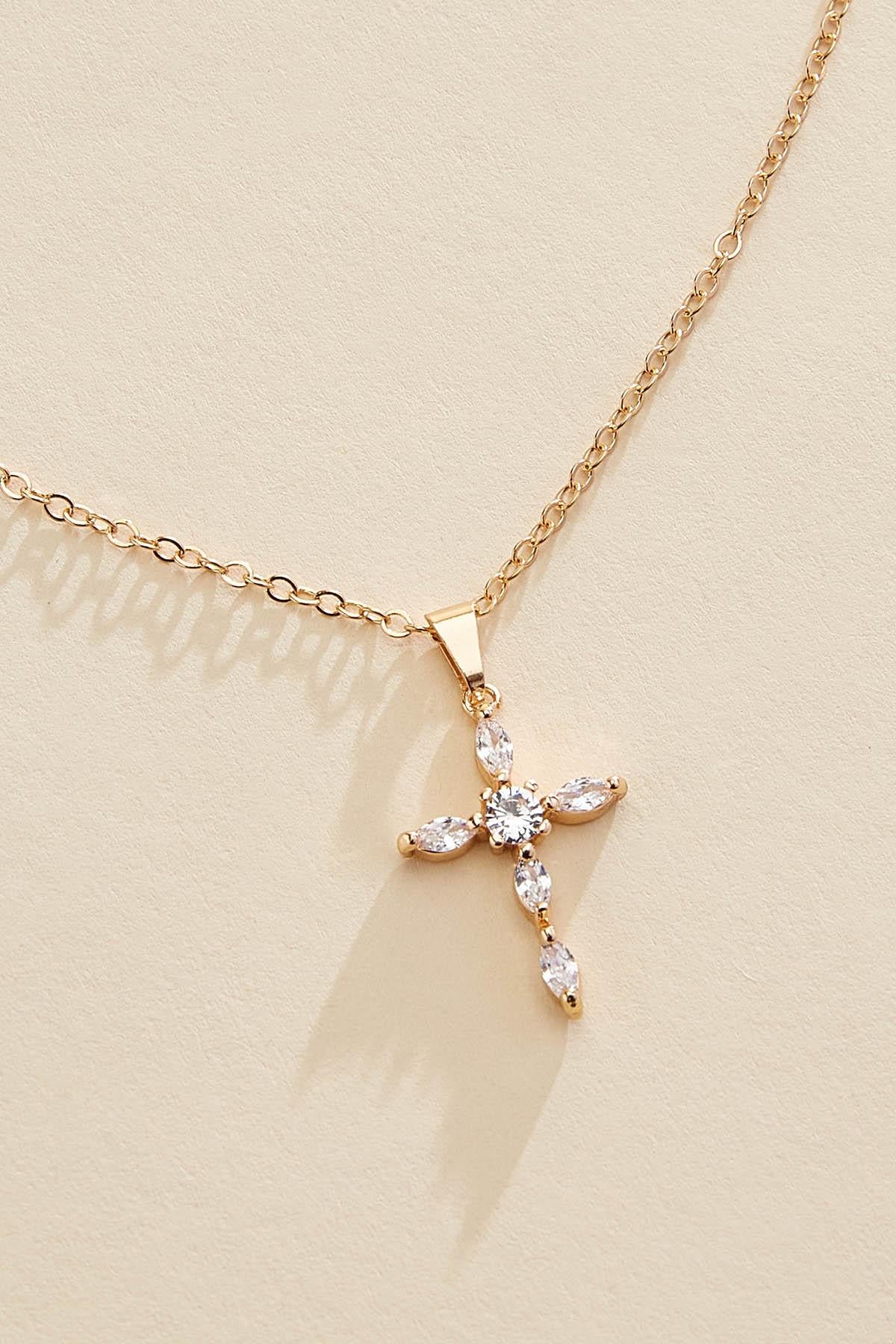 Versona marquise stone cross necklace set GOLD