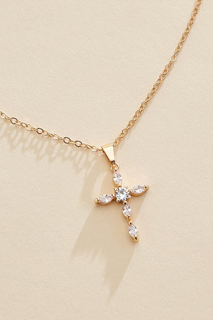 Versona marquise stone cross necklace set GOLD
