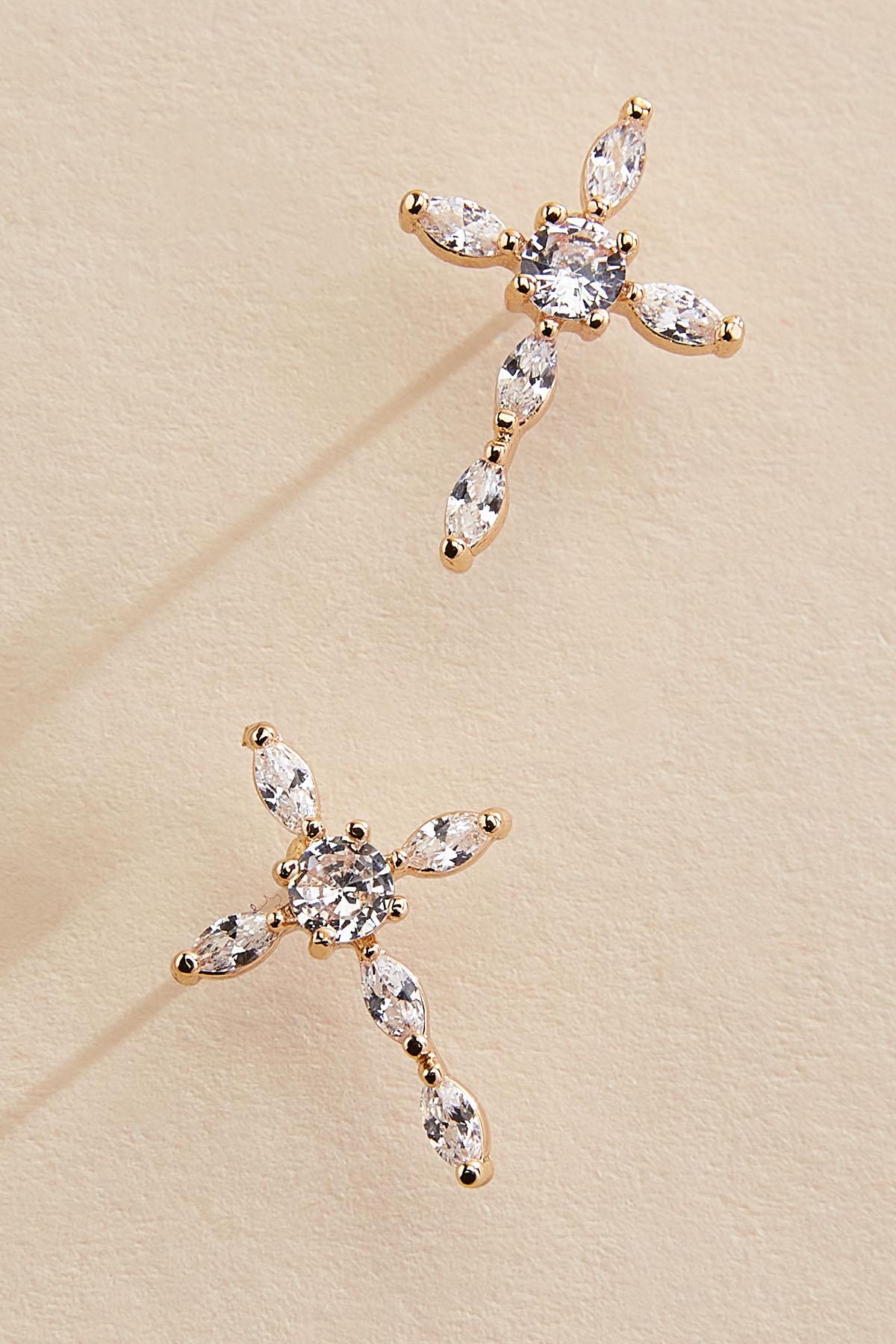 Versona marquise stone cross necklace set GOLD