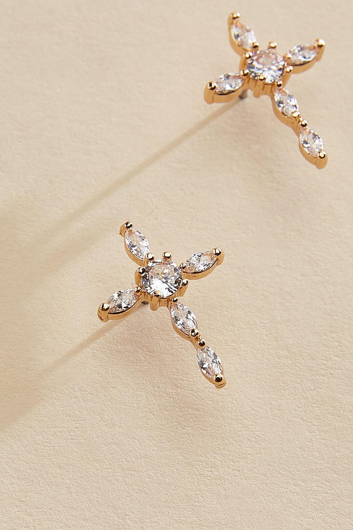Versona marquise stone cross necklace set GOLD