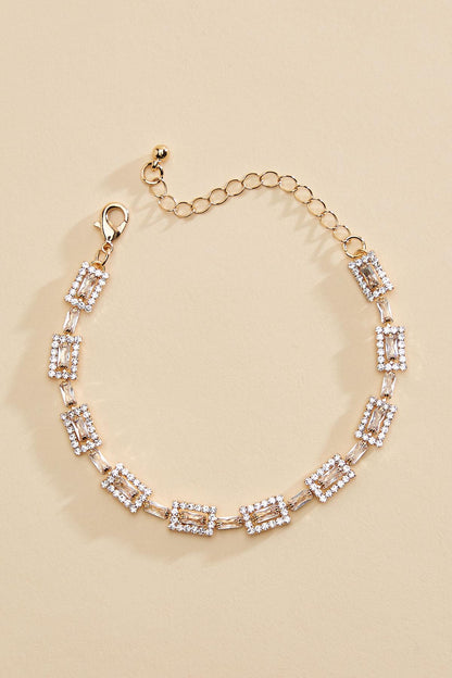 Versona rectangle glass stone chain bracelet PEACHY_PINK