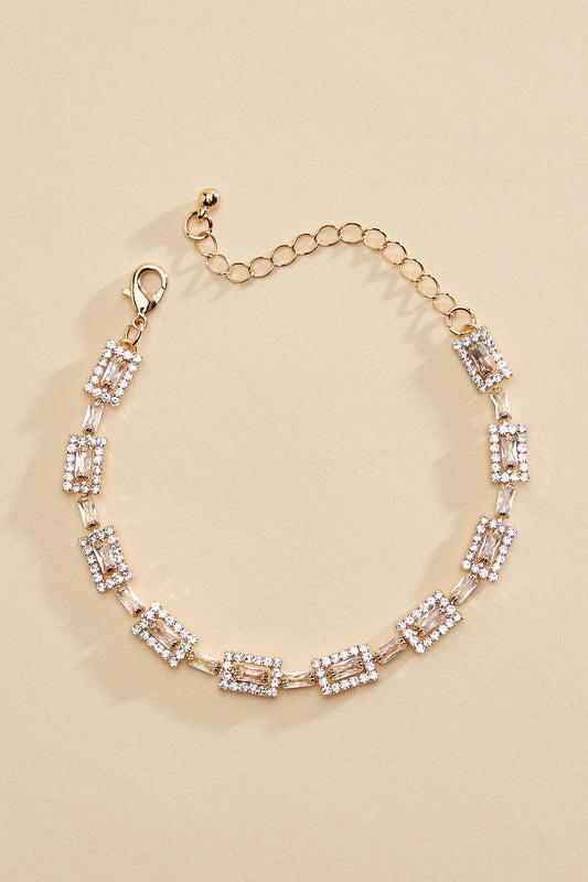 Versona rectangle glass stone chain bracelet PEACHY_PINK