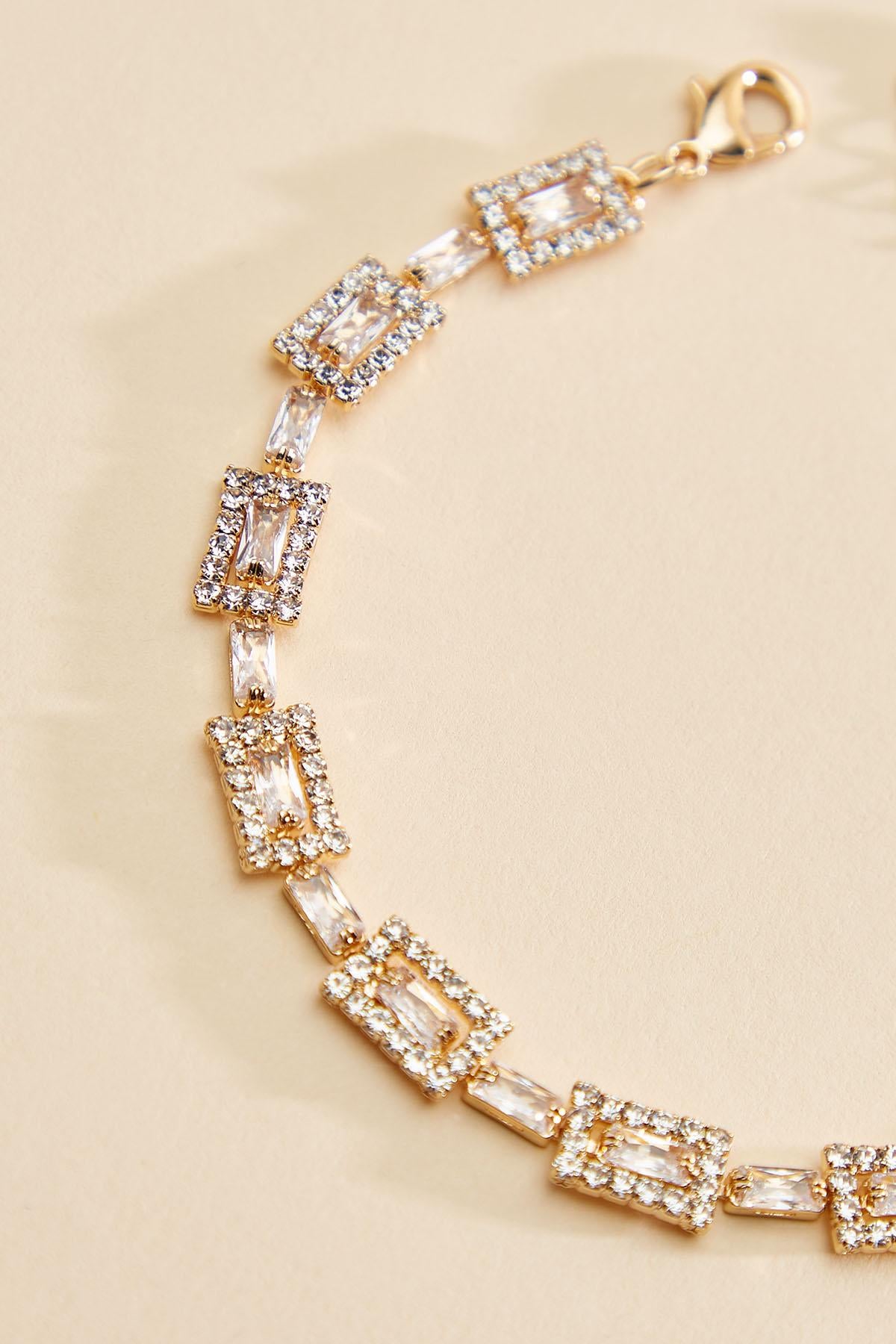 Versona rectangle glass stone chain bracelet PEACHY_PINK