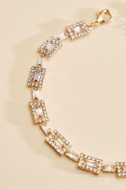 Versona rectangle glass stone chain bracelet PEACHY_PINK
