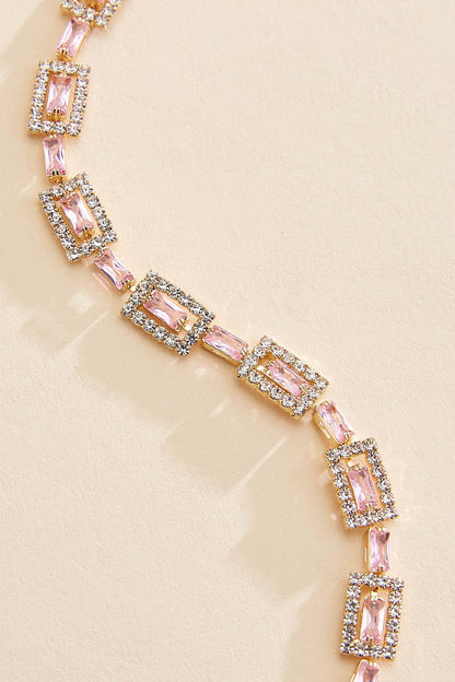 Versona rectangle glass stone chain bracelet PEACHY_PINK