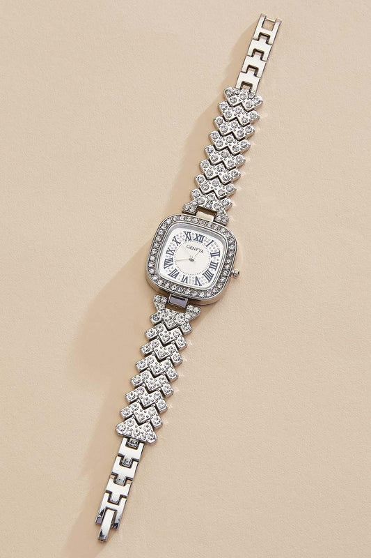 Versona embellished silver square watch SILVER