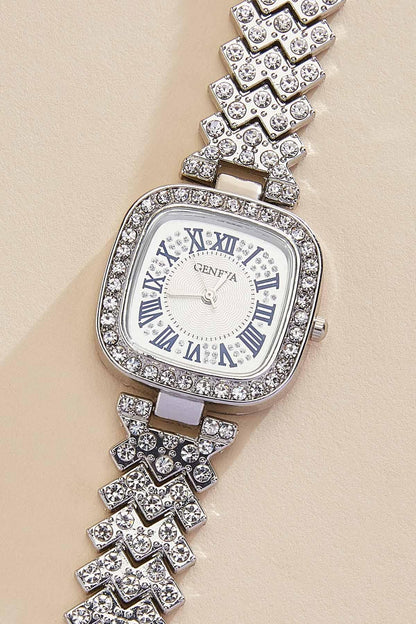 Versona embellished silver square watch SILVER
