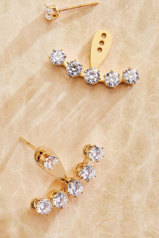 Versona waterproof rhinestone fan earrings GOLD