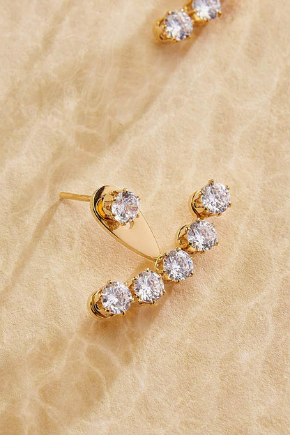 Versona waterproof rhinestone fan earrings GOLD