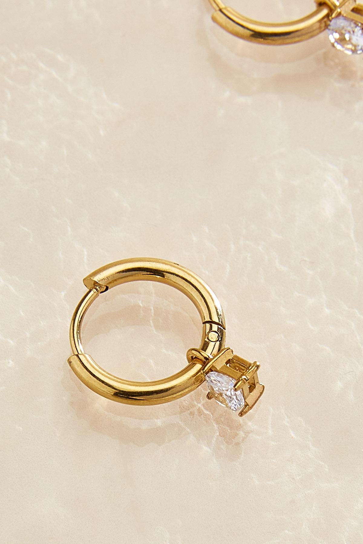 Versona waterproof huggie hoop charm earrings GOLD