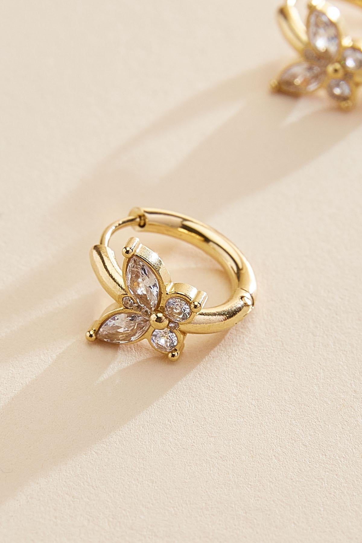 Versona waterproof butterfly huggie hoop earrings GOLD