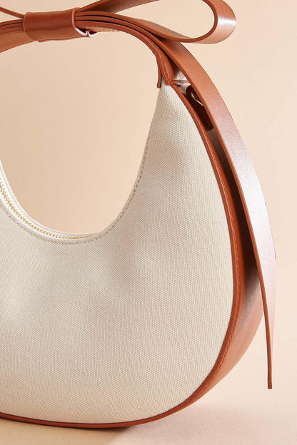 Versona two tone bow crescent bag COGNAC