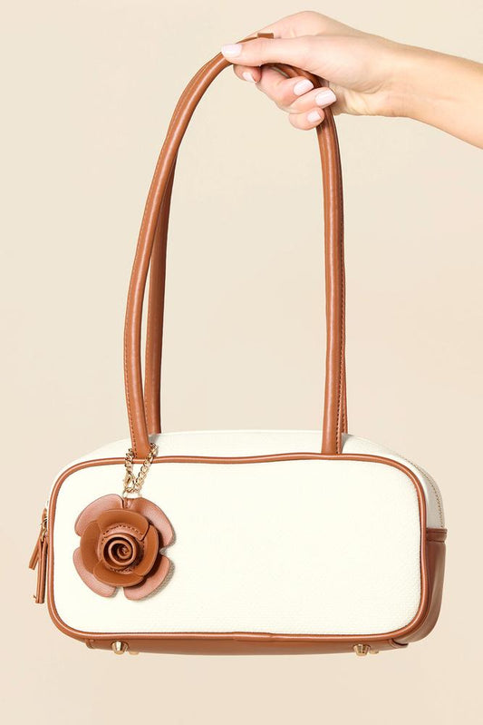 Versona contrast piped bowler bag COGNAC