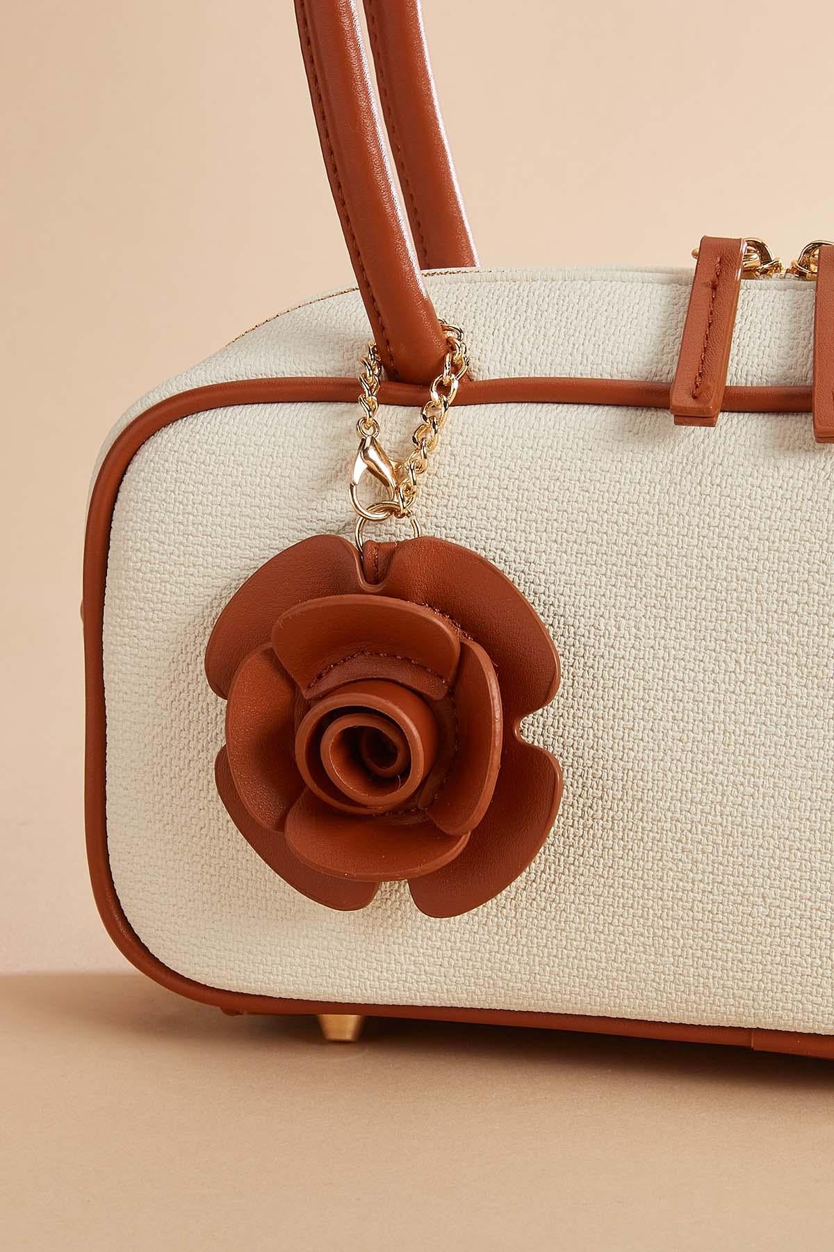 Versona contrast piped bowler bag COGNAC