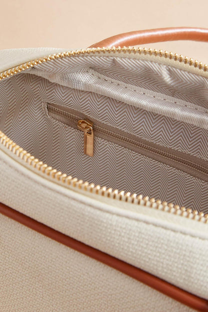 Versona contrast piped bowler bag COGNAC