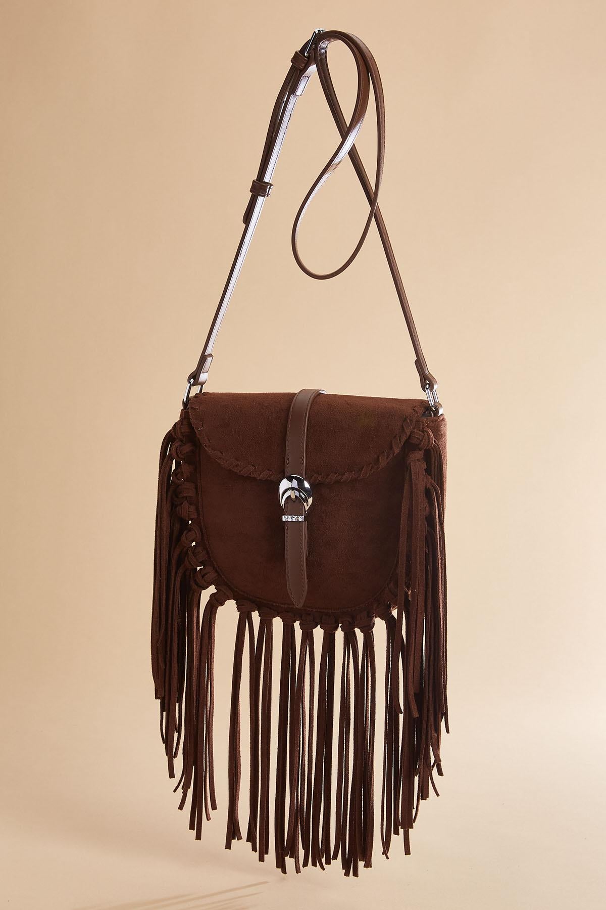 Versona western faux suede fringe crossbody COFFEE_BEAN