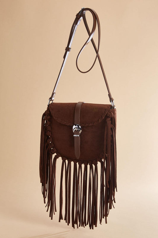 Versona western faux suede fringe crossbody COFFEE_BEAN
