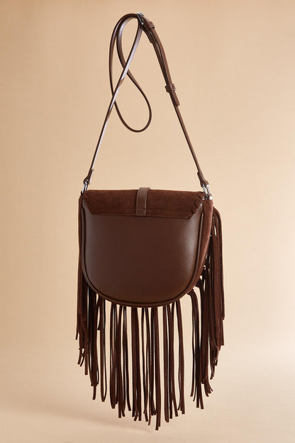 Versona western faux suede fringe crossbody COFFEE_BEAN