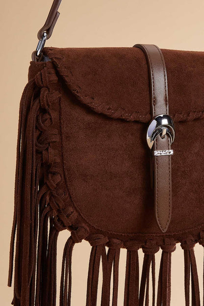 Versona western faux suede fringe crossbody COFFEE_BEAN